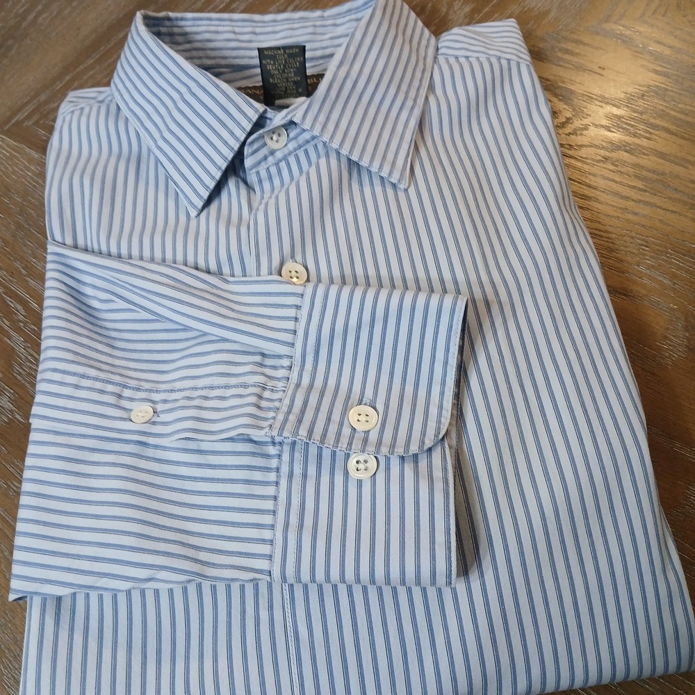 Banana Republic Men Shirt Long Sleeve Sz XL Button Up Pale Blue With Strips